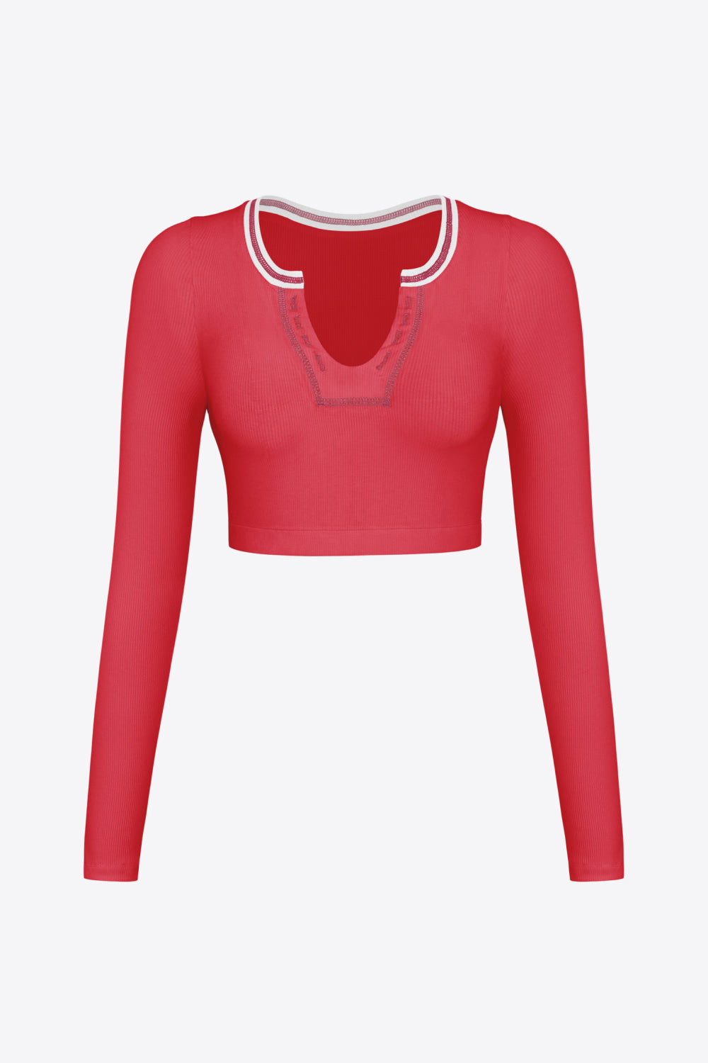 Women's Contrast Trim Ribbed Cropped Top