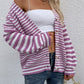 LakenLea Striped V-Neck Button-Down Cardigan