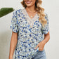 Floral V-Neck Short Sleeve T-Shirt