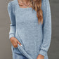 Full Size Heathered Square Neck Long Sleeve T-Shirt