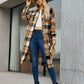 Plaid Pocketed Button Up Trench Coat