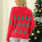 Christmas Tree Round Neck Ribbed Trim Sweater