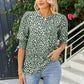 Polka Dot Round Neck Lantern Sleeve Blouse