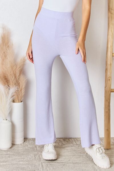 RISEN Full Size High Waist Ultra Soft Knit Flare Pants *