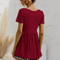 V-Neck Short Sleeve Babydoll Top