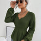 Notched Dropped Shoulder Knit Top