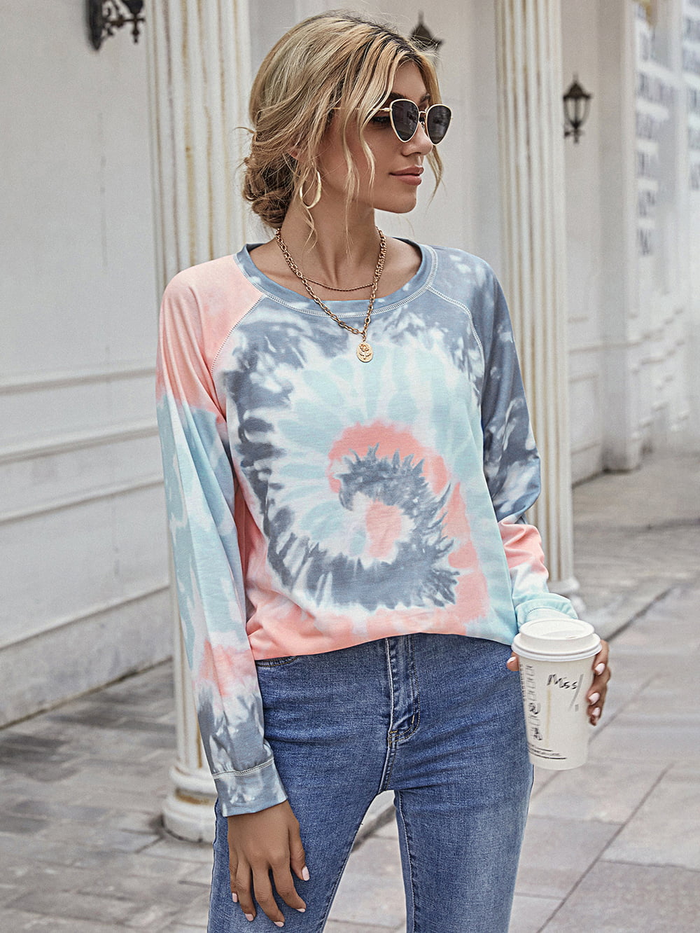 Beauteous Full Size Printed Round Neck Raglan Sleeve Tee