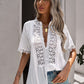 PrettyMe Full Size Crochet Hollow-out Lace Splicing Top