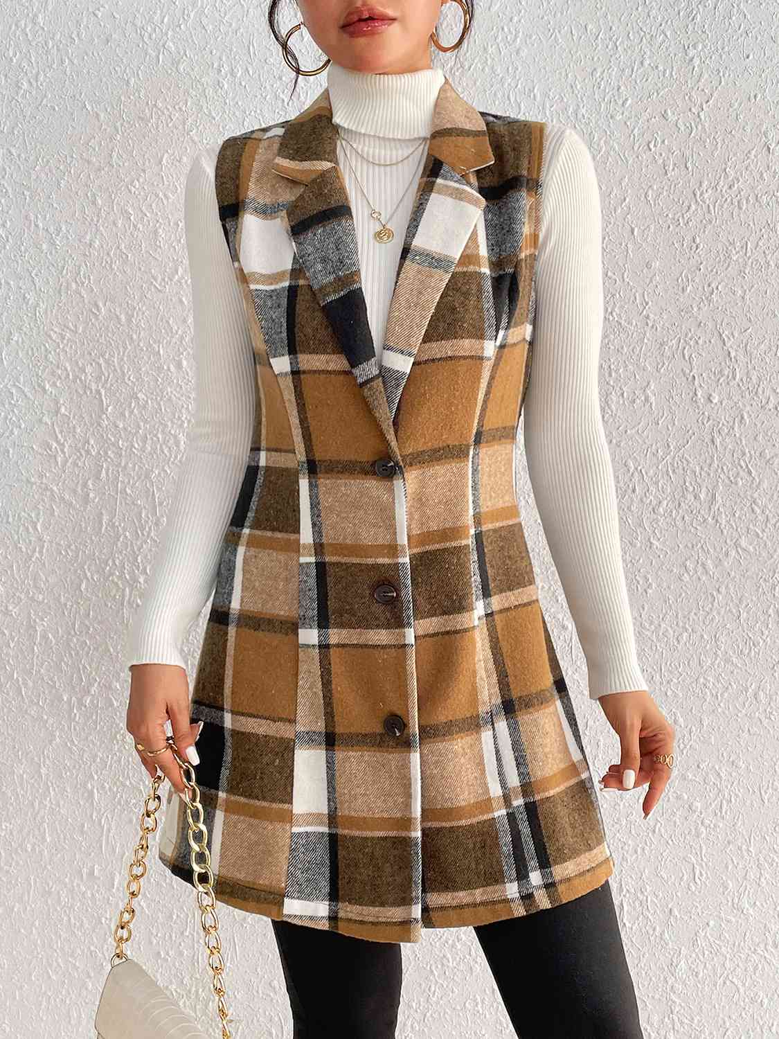 Savannah Mea Plaid Lapel Collar Vest