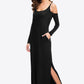 Women's Full Size Valencia Cold-Shoulder Split Dress with Pockets