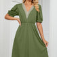 V-Neck Puff Sleeve Dress