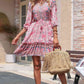 Bohemian Frill Trim V-Neck Dress