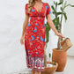 Printed Surplice Short Sleeve Dress