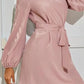 Tied Boat Neck Balloon Sleeve Mini Dress