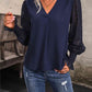 V-Neck Long Mesh Sleeve Top