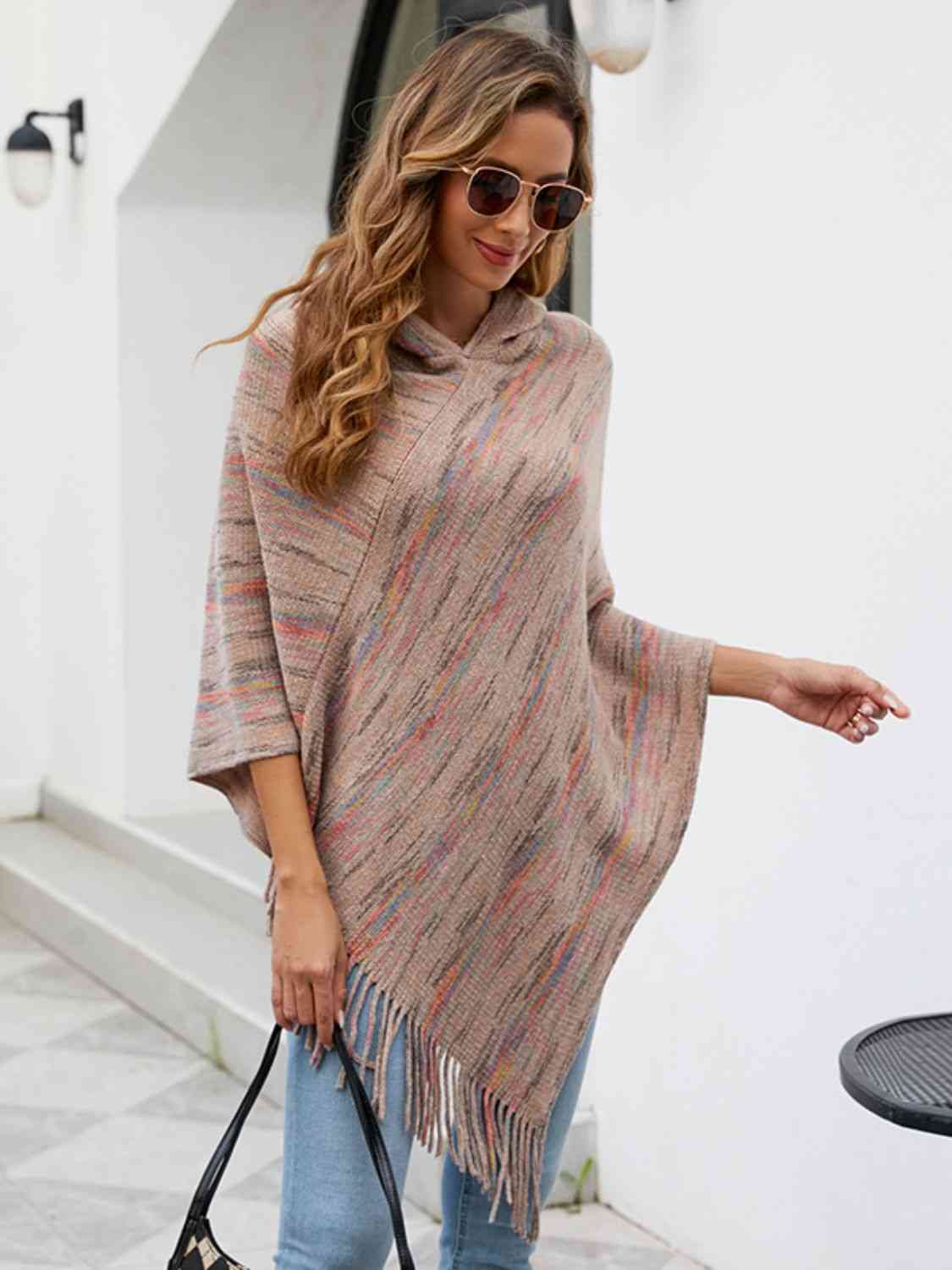 Beauty Bea One Size Fringe Hem Hooded Poncho