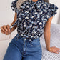 Floral Tie Neck Flutter Sleeve Blouse