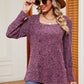 Decorative Button Square Neck T-Shirt