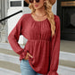 Round Neck Flounce Sleeve Blouse