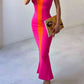 Mia Contrast Wide Strap Slit Midi Dress