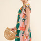 And The Why Printed Double Ruffle Sleeve Dress
