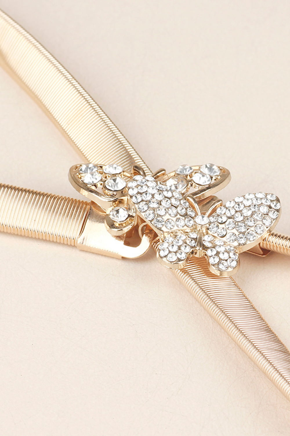 Women's Rhinestone Butterfly Elastic Metal Belt