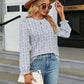 Printed Round Neck Flounce Sleeve Blouse