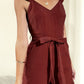 Theresa Full Size Tie Belt V-Neck Ruffled Romper