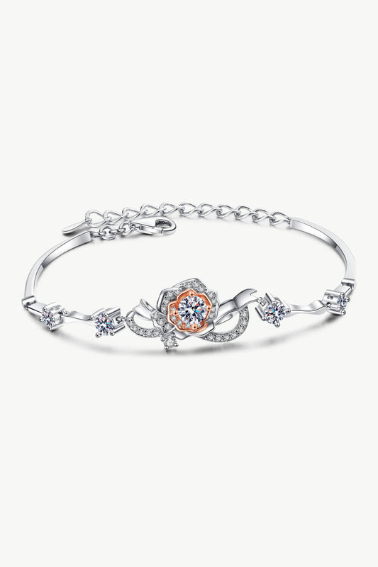 925 Sterling Silver Moissanite Women's Floral Bracelet