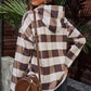 S&T Brown Plaid Drawstring Hem Zip Up Hooded Jacket