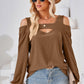 Cutout Square Neck Cold Shoulder T-Shirt