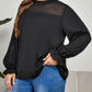 Plus Size Round Neck Flounce Sleeve Blouse