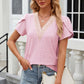 Eyelet V-Neck Petal Sleeve T-Shirt