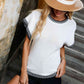 Contrast Round Neck Short Sleeve Knit Top