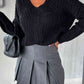 V-Neck Cable-Knit Long Sleeve Sweater