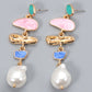 Abnormal Shpae Zinc Alloy Synthetic Pearl Dangle Earrings