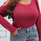 Plus Size Cold Shoulder Round Neck Sweater