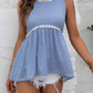 Women's Striped Lace Trim Round Neck Tank