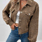 Houndstooth Collared Neck Button Up Jacket