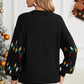 CHRISTMAS THEMED Round Neck Pattern Lantern Sleeve Sweater