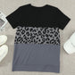 Full Size Leopard Print Color Block Short Sleeve T-Shirt