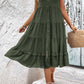 Women's Decorative Button Scoop Neck Tiered Sleeveless Dress
