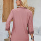 Lace Detail V-Neck Three-Quarter Sleeve Blouse