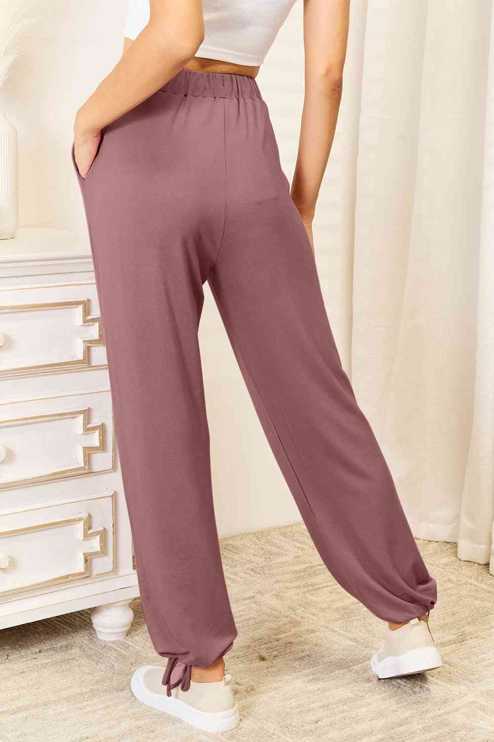 Basic Bae Full Size Soft Rayon Drawstring Waist Pants with Pockets *