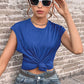 Women's Round Neck Cap Sleeve Top