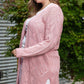Plus Size Openwork V-Neck Long Sleeve Buttoned Cardigan