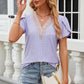 Eyelet V-Neck Petal Sleeve T-Shirt