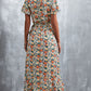Full Size Floral Surplice Neck Tied Midi Dress
