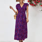 Aya Printed Surplice Neck Flutter Sleeve Slit Dress