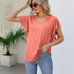Women's JAYLEEN Full Size Notched Neck Flutter Sleeve Tee